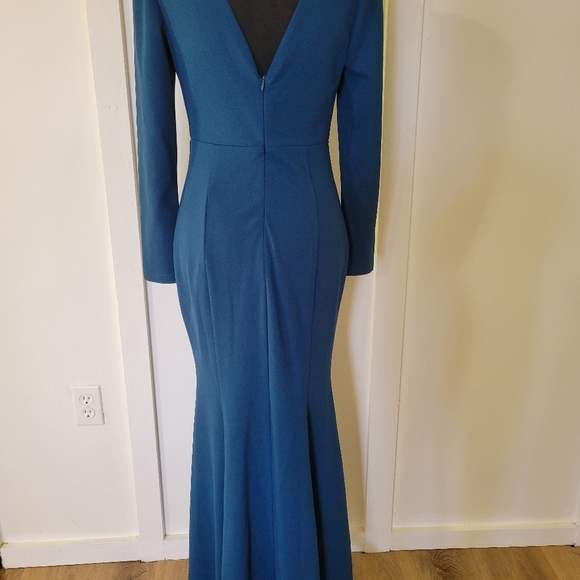 Elegant Teal Long Sleeve Dress - Picture 5 of 14